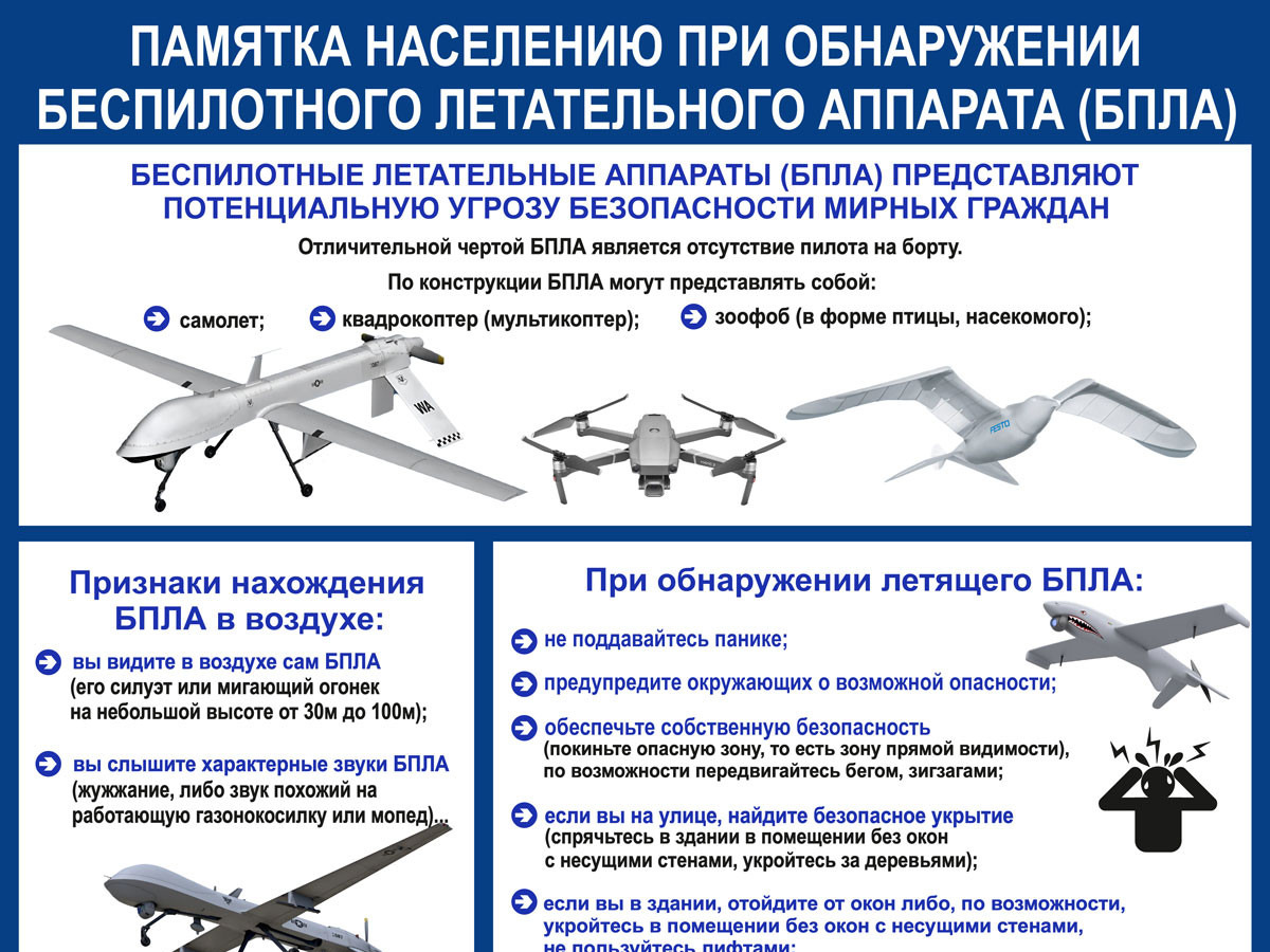 ПАМЯТКА НАСЕЛЕНИЮ ПРИ ОБНАРУЖЕНИИ БЕСПИЛОТНОГО ЛЕТАТЕЛЬНОГО АППАРАТА (БПЛА).